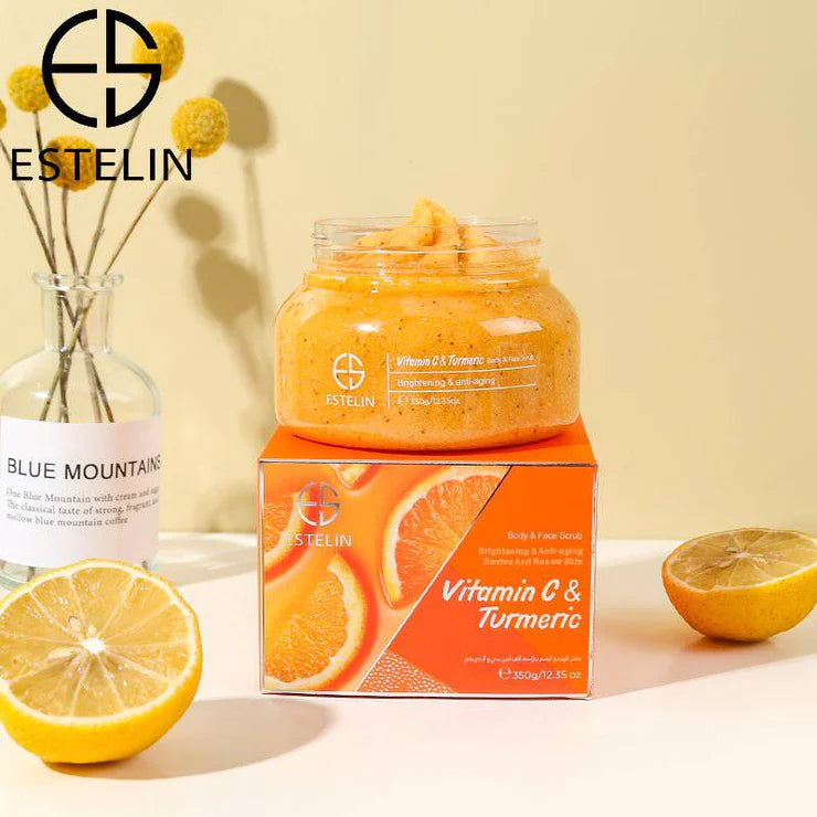 estelin vitamin c turmeric body face scrub by dr rashel 350g