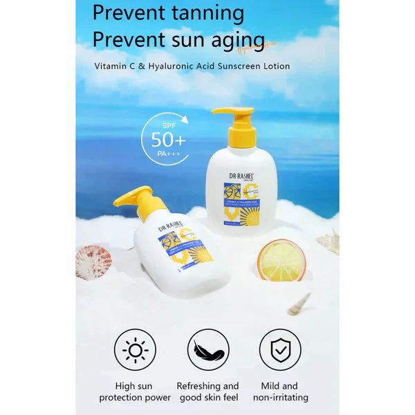 Dr Rashel Vitamin C Hyaluronic Acid Moisturizing SPF 50+ Sunscreen Lotion - 180ml