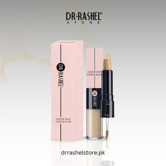 Dr. Rashel cover duo concealer with packaging on a light gray background