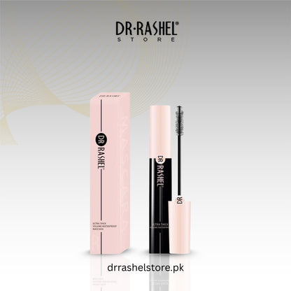Dr. Rashel mascara with packaging on a light gray background