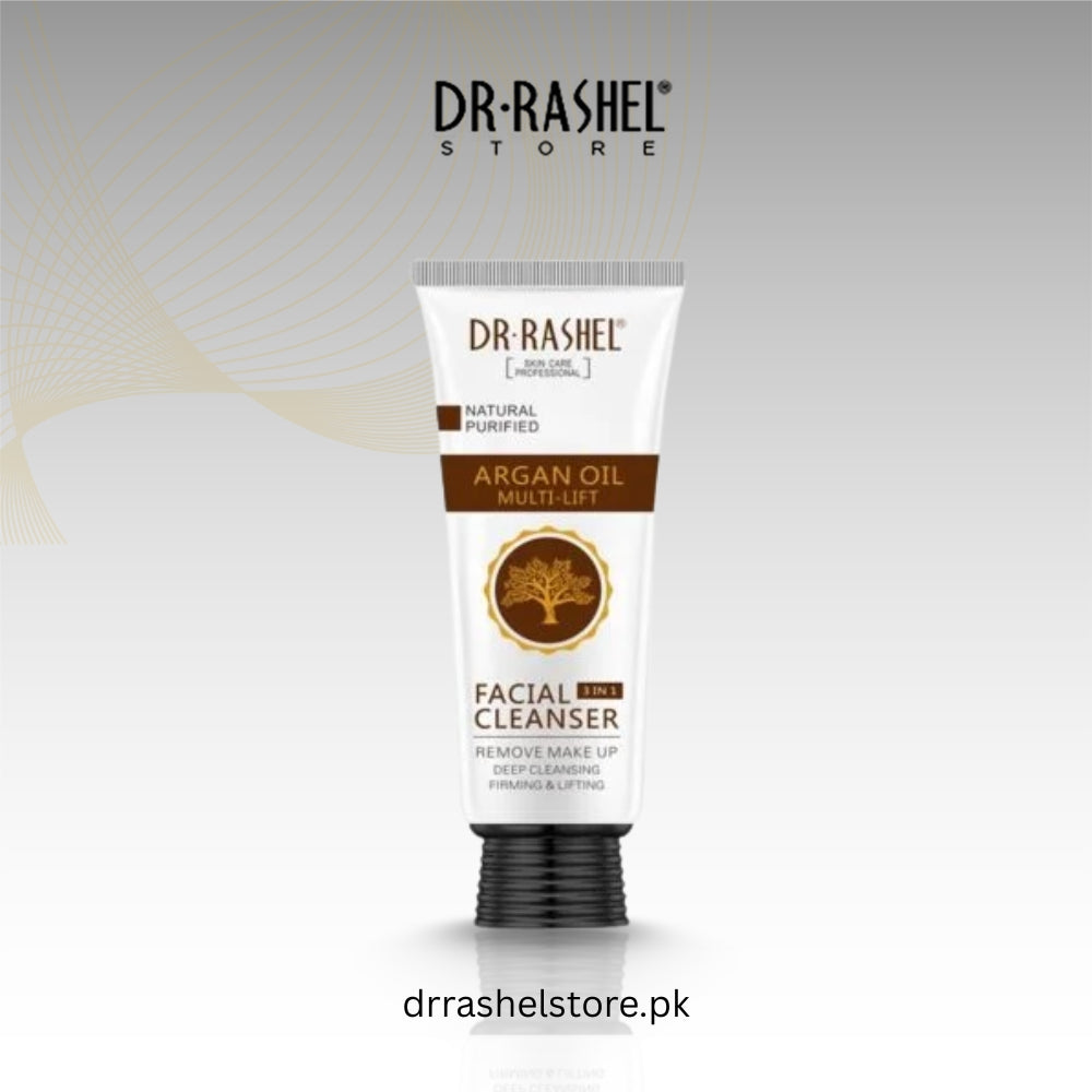 Dr. Rashel facial cleanser tube on a light gray background
