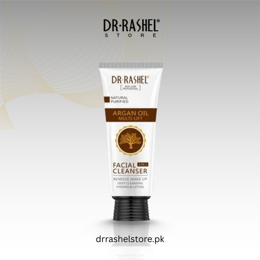 Dr. Rashel facial cleanser tube on a light gray background