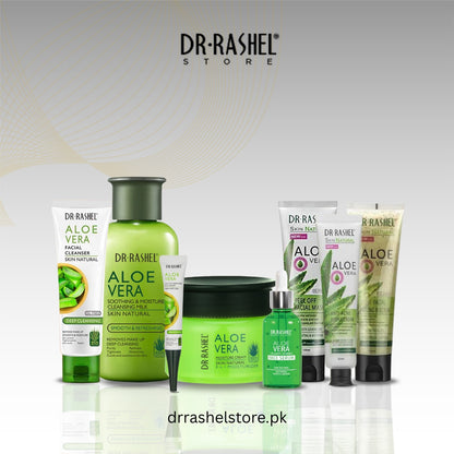 Dr. Rashel aloe vera skincare products on a white background with brand logo.