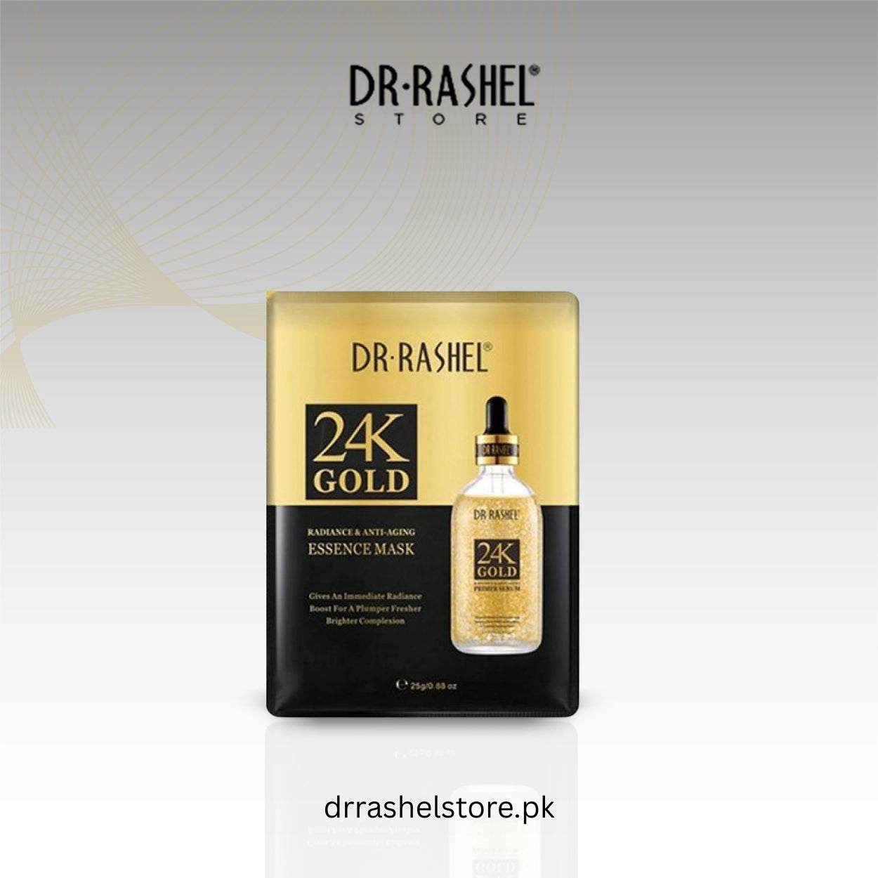 Dr. Rashel 24K Gold Essence Mask packaging on a light gray background