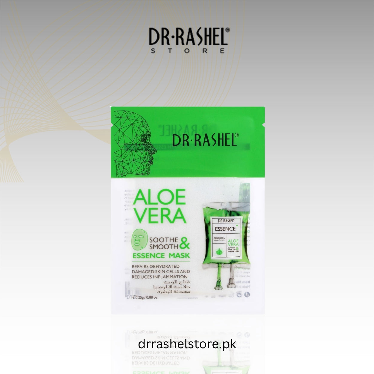 Dr. Rashel Aloe Vera mask packaging on a light gray background