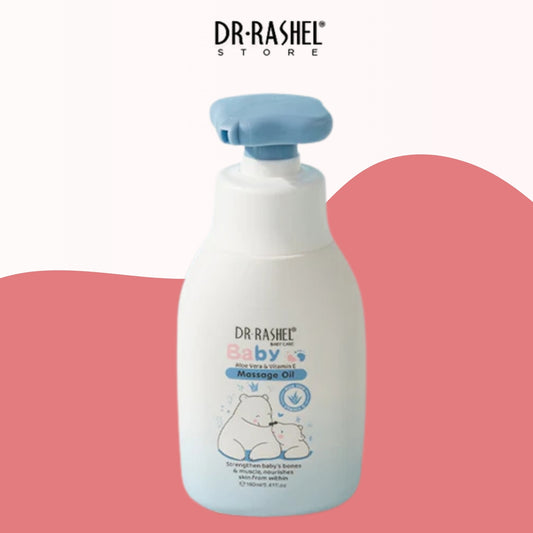 A bottle of Dr. Rasheel Baby Massage Oil 
