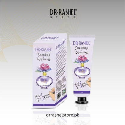 Dr. Rashel hand cream packaging with box on a light gray background