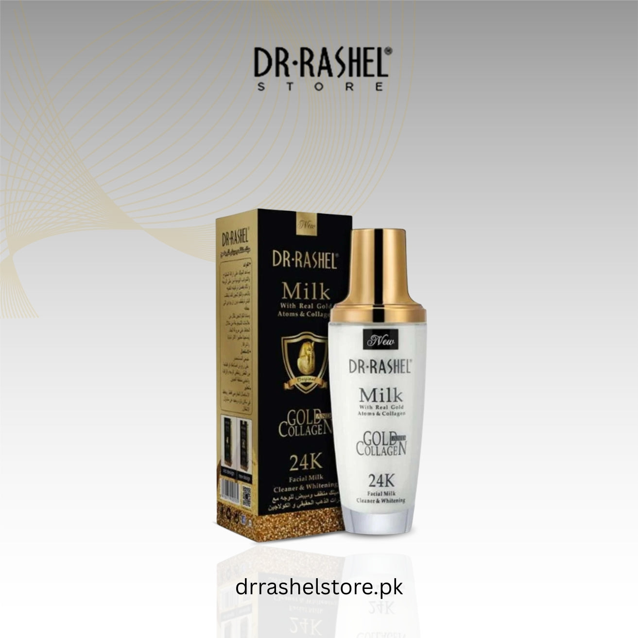 Dr. Rashel skincare product with packaging on a light gray background