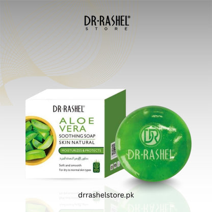 Dr. Rashel Aloe Vera soap with packaging on a white background