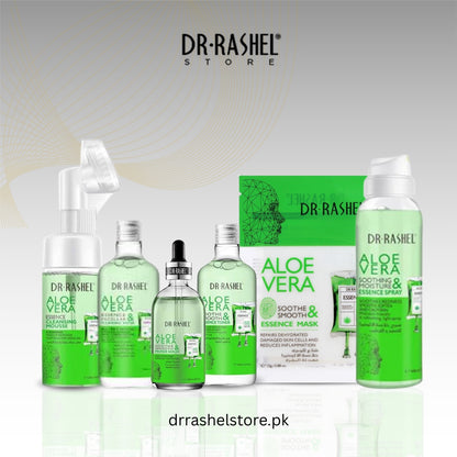 Dr. Rashel aloe vera skincare products on a white background with brand logo.