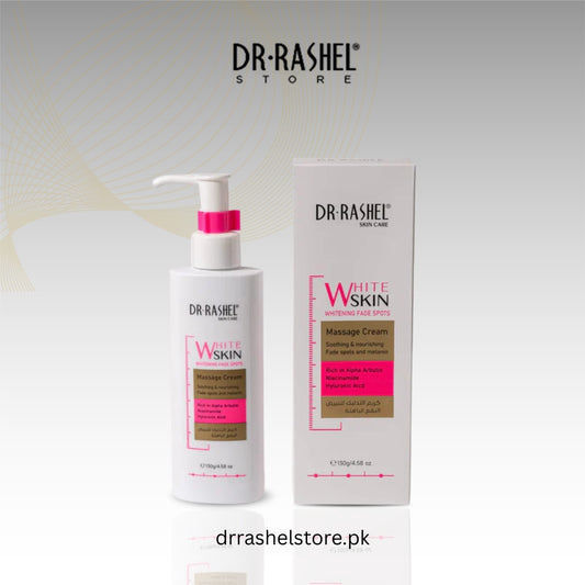 Dr. Rashel White Skin Massage Cream with packaging on a light gray background