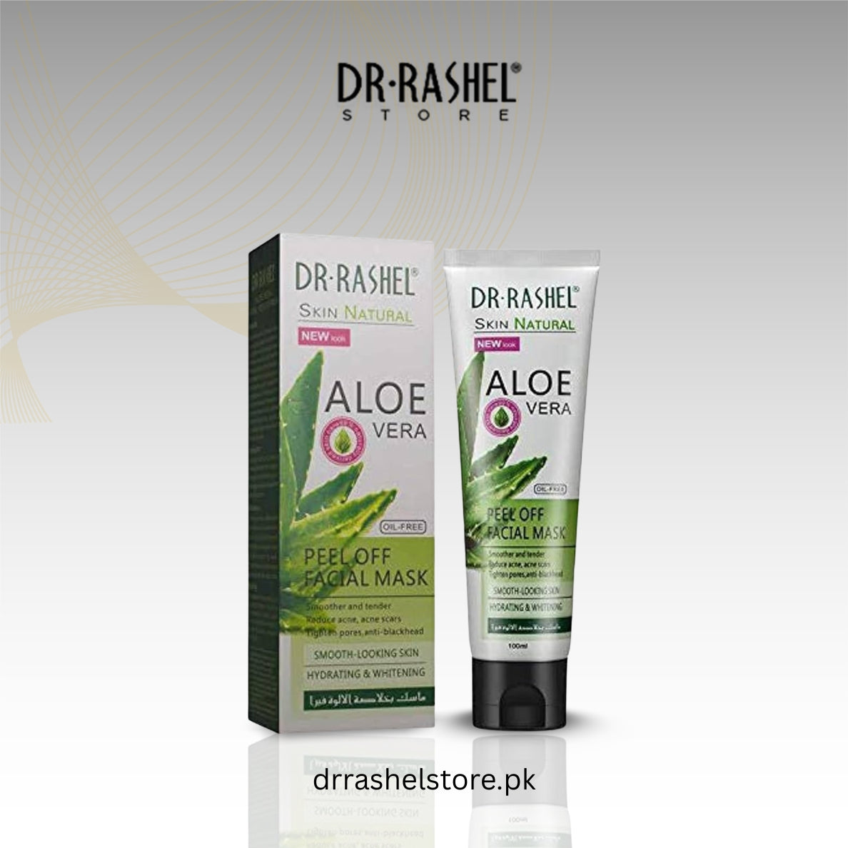 Dr. Rashel Aloe Vera peel off facial mask packaging on a light gray background