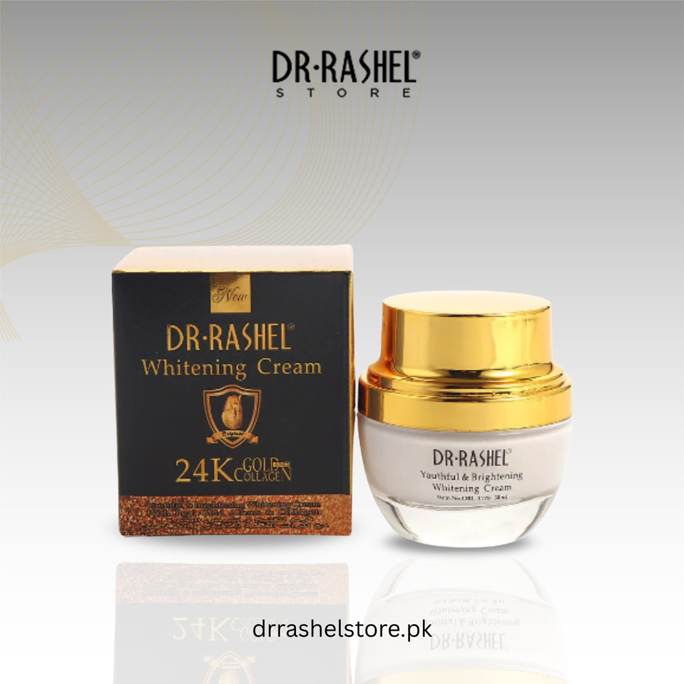 Dr. Rashel Whitening Cream with packaging on a light gray background