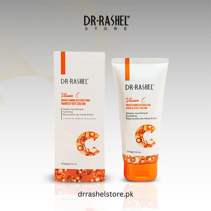 Dr. Rashel Vitamin C hand and foot cream packaging on a light gray background