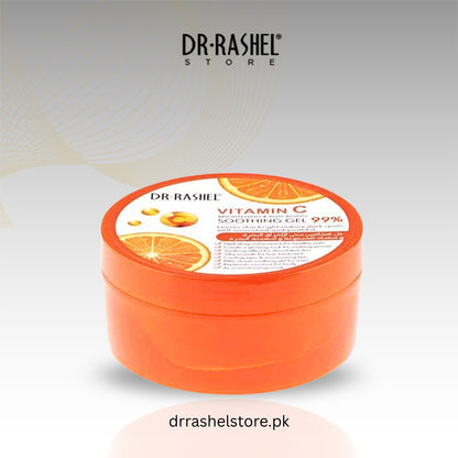 Dr. Rashel Vitamin C Soothing Gel container with orange design on a light gray background
